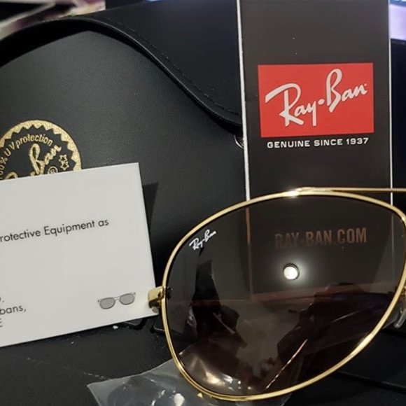 Ray-Ban GOLD BROWM GRADIENT Metal Aviator Sunglasses UNISEX - Picture 8 of 9